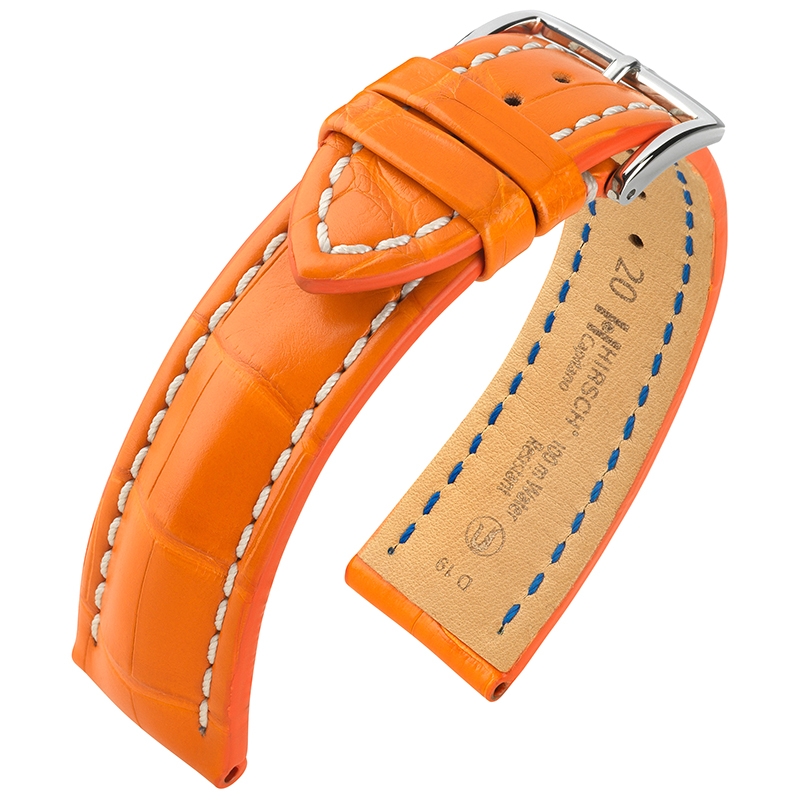 Hirsch Capitano Louisiana Alligator Horlogebandje Semi-Mat Oranje 100m WR