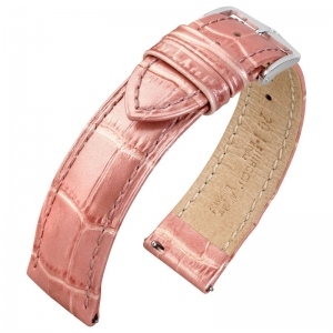 Hirsch Duke Horlogebandje Alligatorgrain Metallic-Roze Limited Edition
