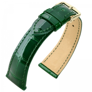 Hirsch Berlin Louisiana Alligator Horlogebandje Glanzend Groen - 16mm