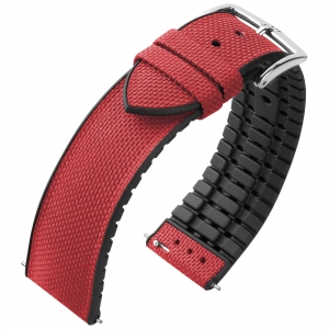 Hirsch Arne Performance Recycled Horlogeband Bordeaux Seaqual® PET / Zwart Rubber