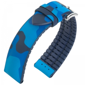 Hirsch John Performance Horlogeband Blauw Camouflage Rubber