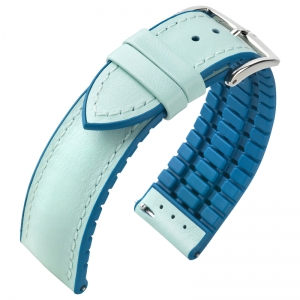 Hirsch Lindsey Performance Horlogeband Tiffany Blue Leer / Petrol Rubber