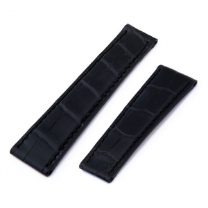 Happel RLX Horlogeband voor Rolex Daytona Vouwsluiting Alligatorleer Zwart