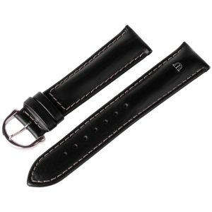 Maurice Lacroix Horlogeband Kalfsleer Zwart met Grijs Stiksel - 15mm
