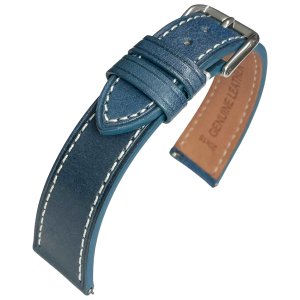 Kalfslederen Horlogebandje Vintage Blauw