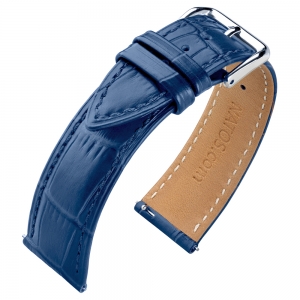 Kalfslederen Alligatorgrain Horlogebandje Blauw