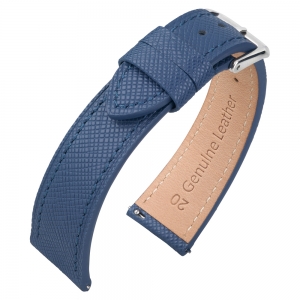 Saffiano Kalfslederen Horlogebandje Blauw