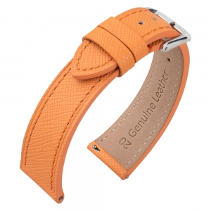 Saffiano Kalfslederen Horlogebandje Oranje