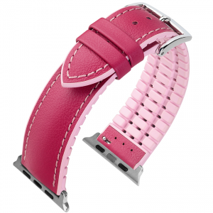 Apple Watch Horlogeband Hirsch Lindsey Pink Leer / Rose Rubber