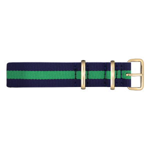 Paul Hewitt NATO Horlogeband Marineblauw Groen met Gouden Gesp 20mm