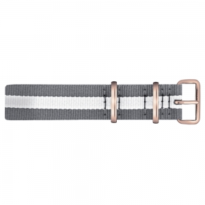 Paul Hewitt NATO Horlogeband Grijs Wit met Rosegouden Gesp 20mm