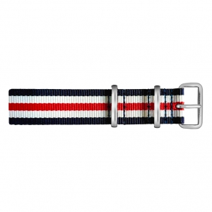 Paul Hewitt NATO Horlogeband Marineblauw Wit Rood met Stalen Gesp 20mm