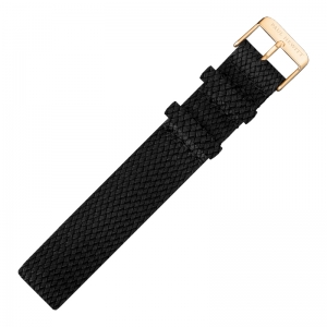 Paul Hewitt Perlon Horlogeband Zwart met Gouden Gesp 20mm