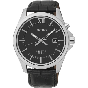 Seiko Kinetic Horlogeband SKA573P2 Zwart Leer 