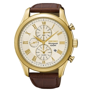 Seiko Chronographe Quartz Horlogeband SNAF72P1 Bruin Leer 22mm