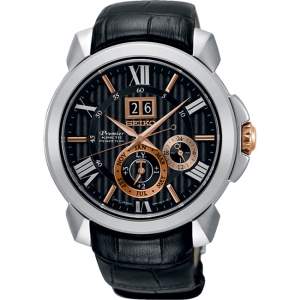 Seiko Premier Horlogeband SNP149 Zwart Leer