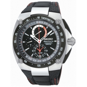 Seiko Sportura Perpetual Horlogeband SPC047P2  Zwart Leer 