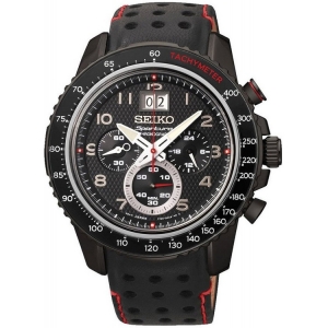 Seiko Sportura Horlogeband SPC141 Zwart Leer