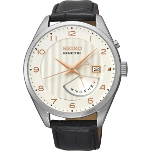 Seiko Kinetic Horlogeband SRN049P1 Zwart Leer
