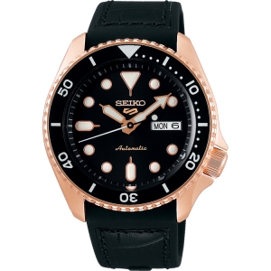 Seiko 5 Sports Horlogeband SRPD76 Zwart Rubber, Zwart Leer 22mm 