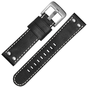TW Steel Horlogebandje CS2, CS4 - TWS2 Zwart, Wit Stiksel 24mm