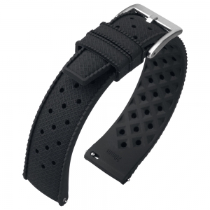 Tropic Style Basket Weave Horlogebandje Silicone Rubber Zwart