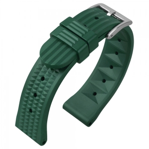 Seiko Style Waffle Strap Horlogebandje Rubber Groen