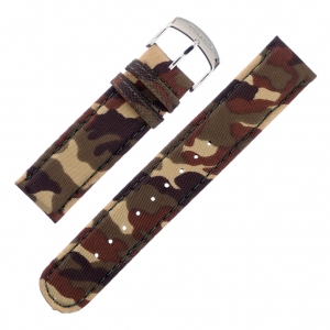 Camouflage Desert Nylon op Leer Horlogeband Timex T2P292 - 20mm