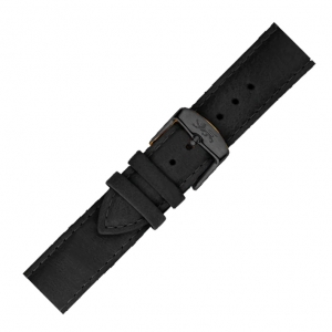 LLarsen / Lars Larsen 20mm Horlogeband Zwart Kalfsleer - Zwarte Gesp