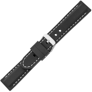 Zwart Silicone Rubberen Horlogeband - Wit Stiksel
