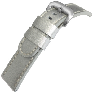 Kalfsleer Horlogebandje Lenzers Zilver - 22mm