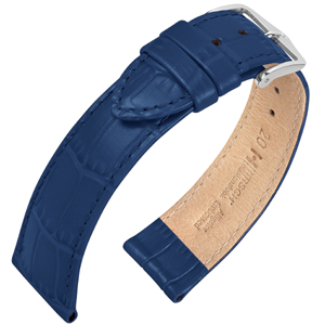 Hirsch Louisianalook Alligatorprint Horlogebandje Blauw