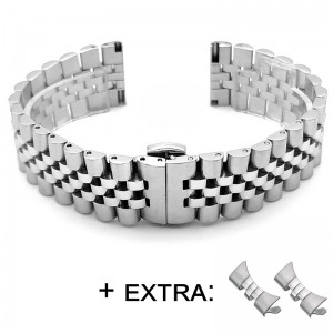 Jubilee Horlogeband Massief Roestvrij Staal + Extra Eindstukken