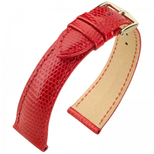 Hirsch Lizard London Echt Hagedissenleer Horlogebandje Rood - 18mm