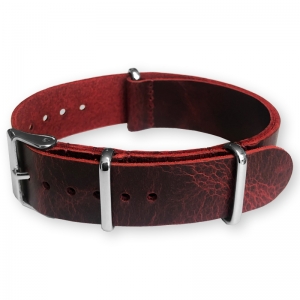 Red NATO Pull-Up Leather Strap - SS