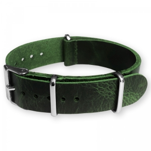 Green NATO Pull-Up Leather Strap - SS