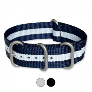 TW Steel Heavy Duty NATO Strap Navy Blue White - MATTE/PVD