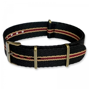 Slanted Black Sand Bordeaux NATO G10 Military Nylon Strap - BRONZE 22mm