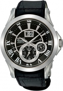 Seiko Premier Horlogeband SNP037 Zwart Leer