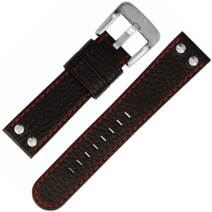 TW Steel Horlogebandje TW11, TW78 - Zwart, Rood Stiksel 22mm