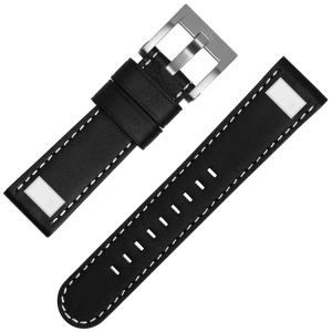 TW Steel Universeel Horlogebandje Zwart Leer Vierkante Stud - 22mm