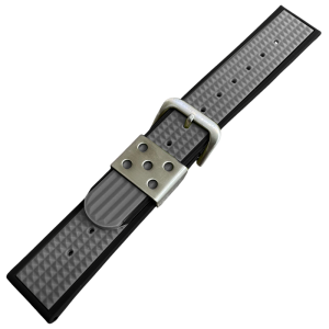 Waffle Strap Rubberen Horlogeband Zwart Grijs