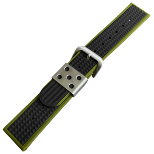 Waffle Strap Rubberen Horlogeband Groen Zwart