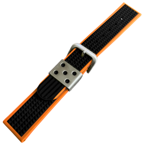 Waffle Strap Rubberen Horlogeband Oranje Zwart