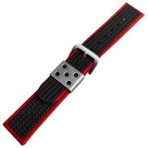 Waffle Strap Rubberen Horlogeband Rood Zwart
