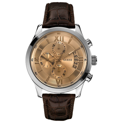 Guess Horlogebandje W0192G1 Bruin Leer Krokostructuur