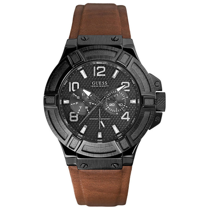 Guess Horlogebandje W0040G8 Rigor Bruin Zadelleer