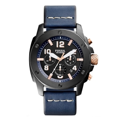 Fossil FS5066 Horlogeband Blauw Leer  