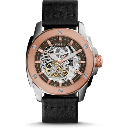 Fossil ME3082 Horlogeband Zwart Leer  