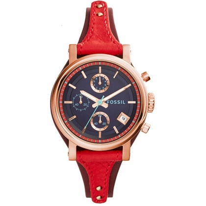 Fossil ES3906 Horlogeband Rood Leer   